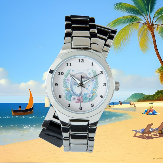 Montre amoureux de dauphins d'aquarelle (Créateur téléchargé)