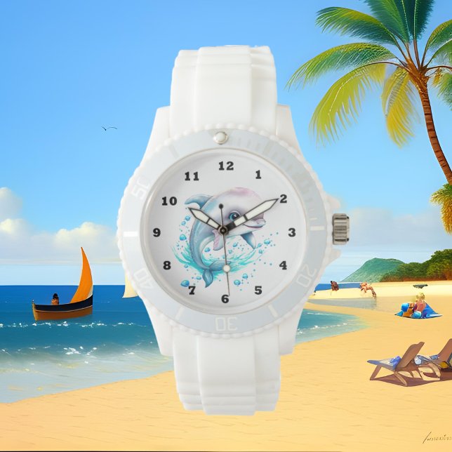 Montre amoureux de dauphins d'aquarelle (Créateur téléchargé)