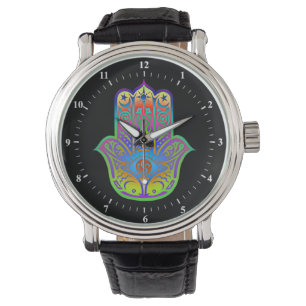 Montre amulette colorée de hamsa