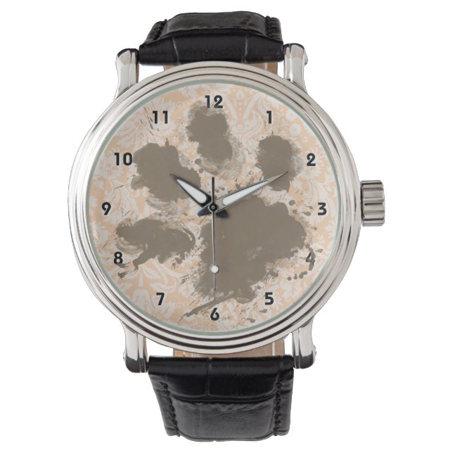 Montre Amusant Empreinte de patte sur Apricot clair, Peac (devant)