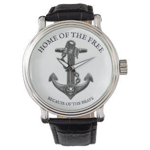 Montre Ancrage métallique chrome pirate thème nautique