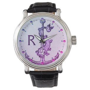 Montre Ancre BLEU PURPLE AVEC MONOGRAM NAUTIQUE POISSON