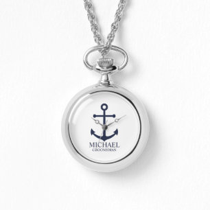 Montre Ancre Bleue marine Nautique Groomsmen personnalisé