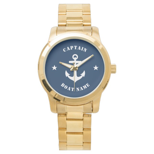 Montre Ancre classique nautique Nom du bateau du capitain (devant)