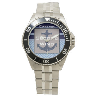 Montre Ancre de bateau design & Bleu Bleu Bleu Bleu Bleu