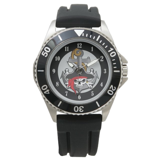 Montre Ancre du crâne pirate (devant)