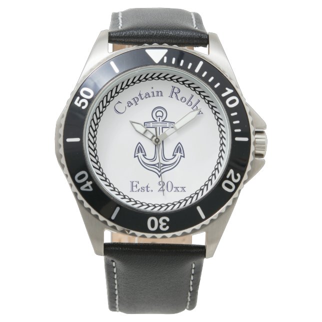 Montre Ancre marine Bleu et blanc (devant)