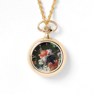 MONTRE ANÉMONES ROUGES ROSE FLEURS BLANCHES, BOUTTERFLY E