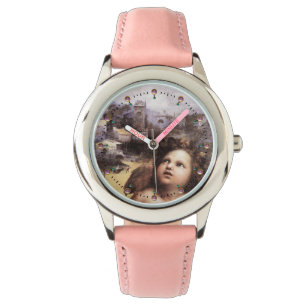Montre ANGE DE RENAISSANCE AVEC PAYSAGE, Pierres roses