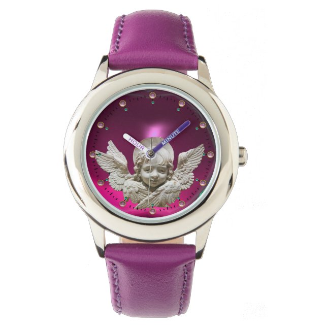 Montre ANGE DE RENAISSANCE FLORENTINE, Améthyste Fuchsia  (devant)
