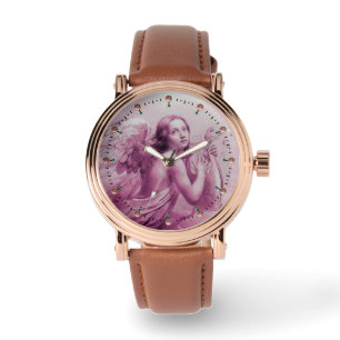 Montre ANGE JOUER LYRA SUR LES NUAGES Pierres roses
