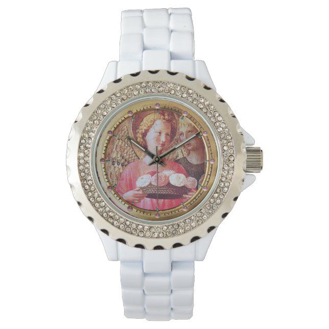 Montre ANGEL AVEC ROSES ET ARCHANGEL GABRIEL Pink Gems (devant)