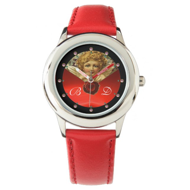 MONTRE ANGEL HEART WAX SEAL RED RUBY GEMSTONE MONOGRAMME (devant)