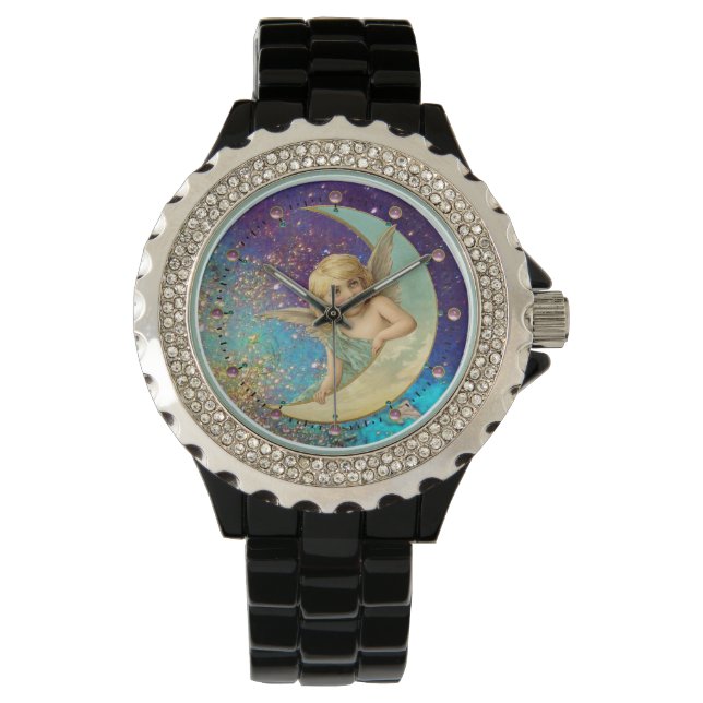 MONTRE ANGEL LUNE EN PARKLES JAUNES BLEU (devant)