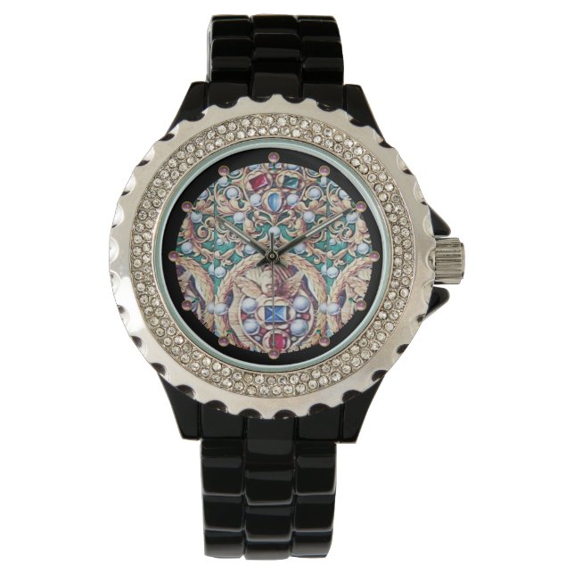 MONTRE ANGELS AUX BIJOUX ANCIENS, PIERRES, PERLES (devant)