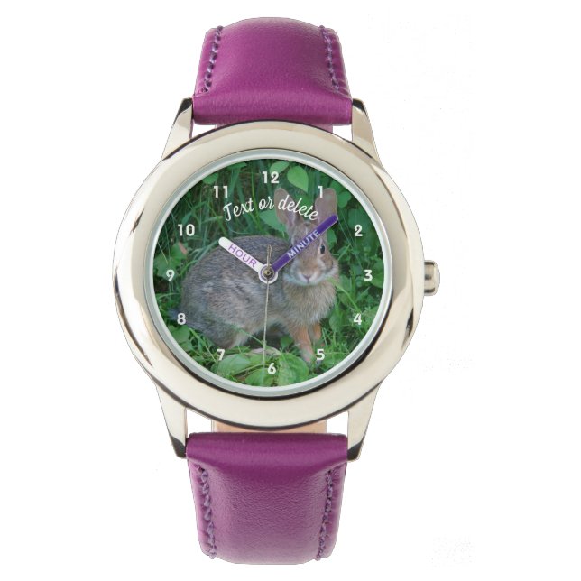 Montre Animal Brown sauvage de lapin personnalisé (devant)