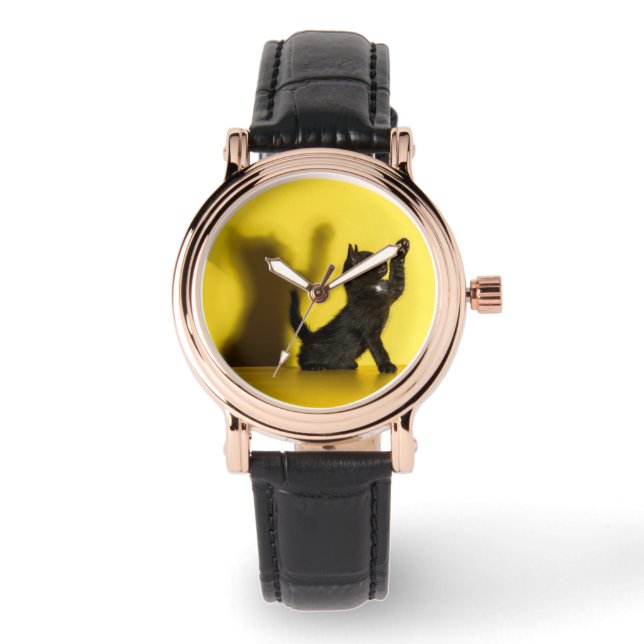 Montre Animaux de bébés cutest | Black Cat Jouer (Recto)