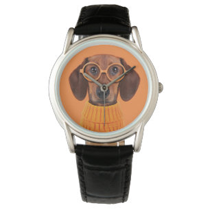 Montre Animaux de bébés cutest   Chandail orange Dachshun