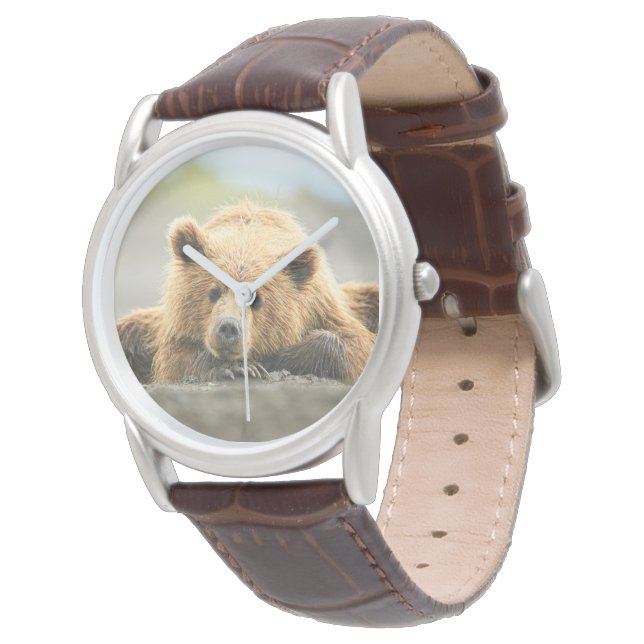 Montre Animaux de bébés cutest | Cub d'ours Brown côtier (Incliné)