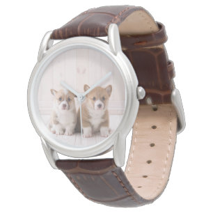 Montre Animaux de bébés cutest   Deux Bébés Corgis assis