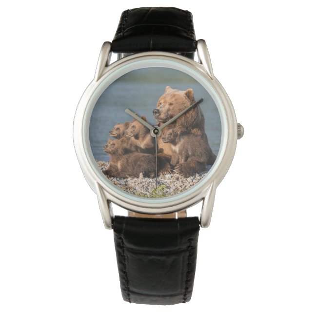 Montre Animaux de bébés cutest | Mère Ours & Cubs (devant)