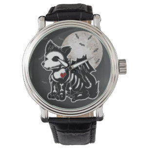 Montre Anime Wolf Emo Goth Edgy Skeleton Halloween Chien