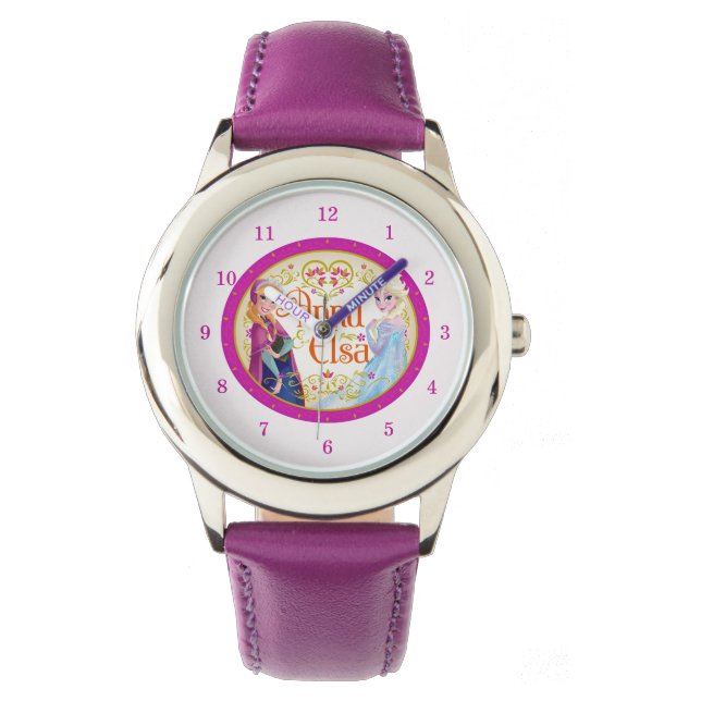 Montre Anna et Elsa | Cadre floral (devant)