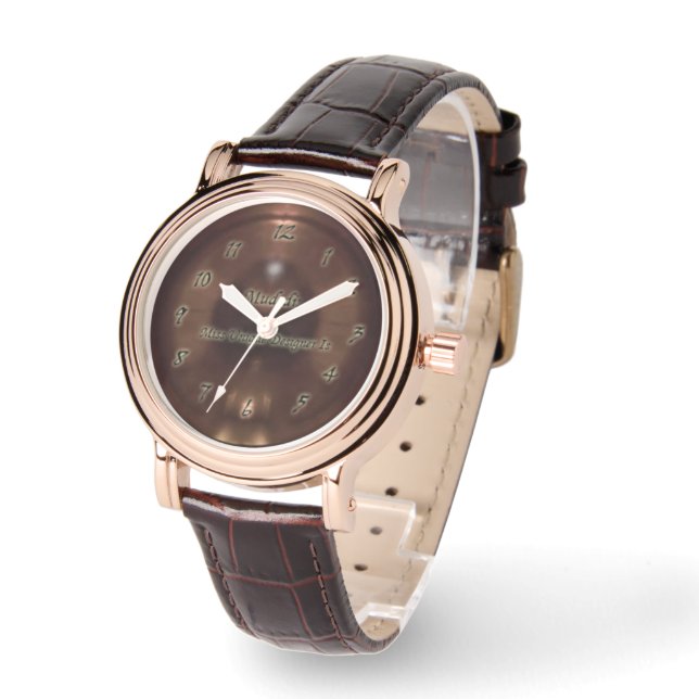 Montre Anneau En Cuir Or Rose Cuivre (Angle)