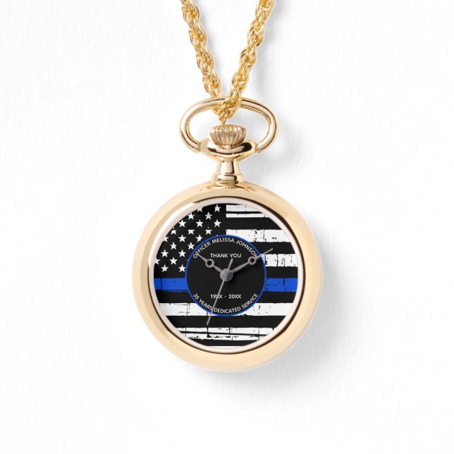 Montre Anniversaire de la retraite de la police Ligne ble (Recto)
