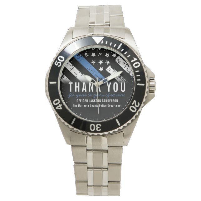 Montre Anniversaire de la retraite de la police Ligne ble (devant)