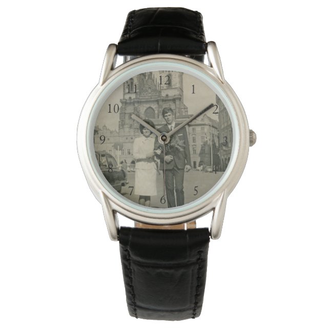 Montre Anniversaire de la sangle en cuir personnalisé Vie (devant)