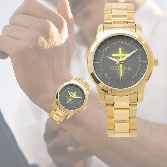 Montre Anniversaire de l'ordination | Texte personnalisé  (Créateur téléchargé)