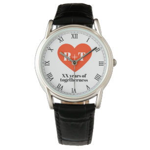 Montre Anniversaire du Mariage cardiaque Monogramme perso