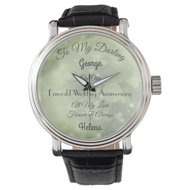 Montre Anniversaire personnalisé du Mariage Emeraude (devant)