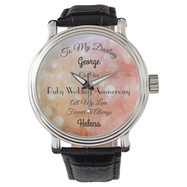 Montre Anniversaire personnalisé du Mariage Ruby (devant)