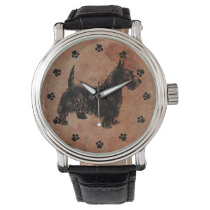 Montre antique de chien de Scottie de regard