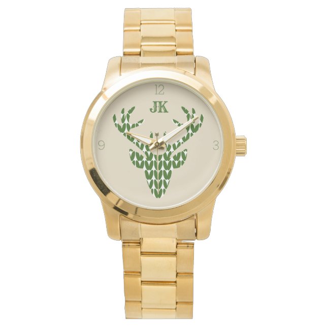Montre Antlers Deer Hunter Xmas Initiales personnalisées (devant)