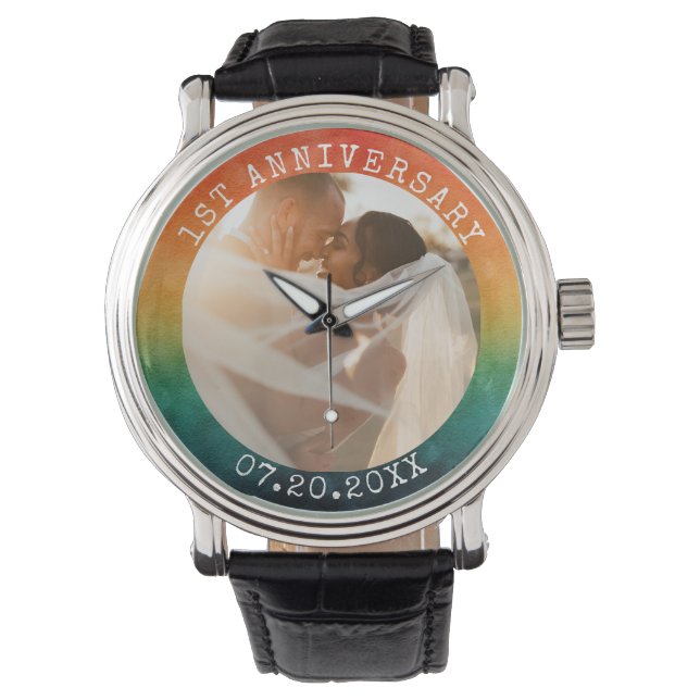 Montre  Any Year Retro Sunset Photo 1st Anniversary (devant)