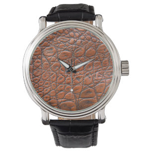 Montre apparence fausse en cuir de crocodile