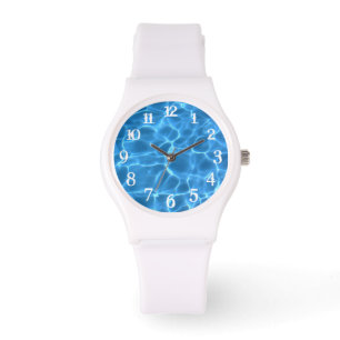 Montre Aqua Blue Piscine Photo White Splash Numéros