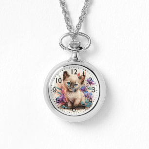 Montre Aquarelle adorable Chaton balinais Imprimer