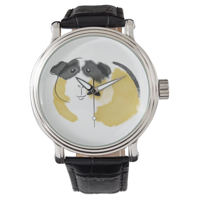 Montre Aquarelle Cochon de Guinée (devant)