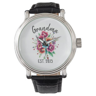 Montre Aquarelle Colorée Fleur sauvage grand-mère