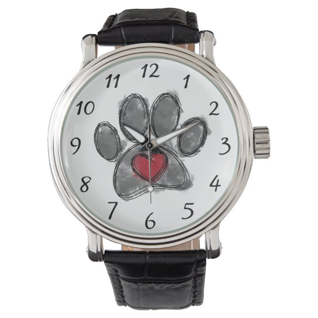 Montre Aquarelle de dessin Amoureux des chiens (devant)