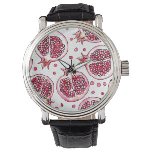 Montre Aquarelle de grenade et motif d'encre