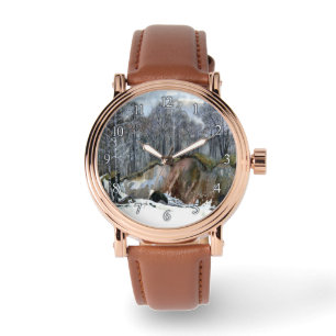 Montre Aquarelle de peinture de ravin neigeux