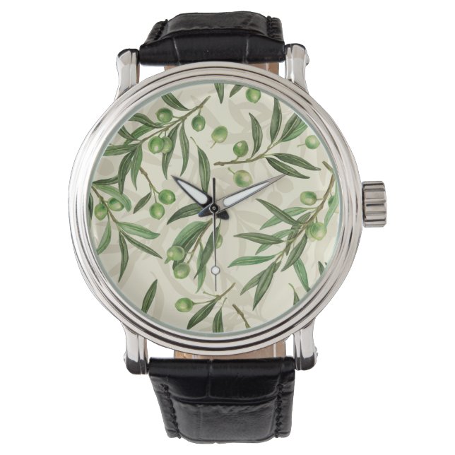 Montre Aquarelle des branches d'olive (devant)