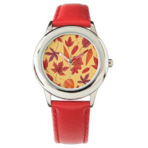 Montre Aquarelle des feuilles rouges