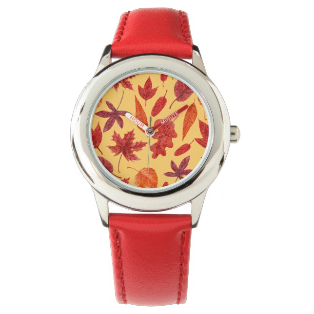 Montre Aquarelle des feuilles rouges (devant)