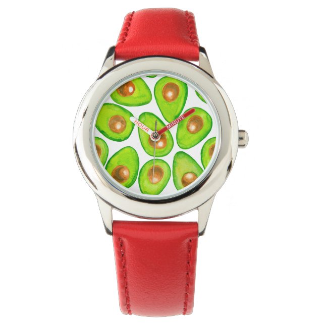 Montre Aquarelle en tranches d'Avocado (devant)